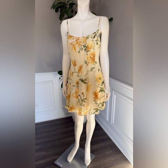 REFORMATION Annelise Mini Dress Floral Yellow Sundress Size 6 $218 NWT
